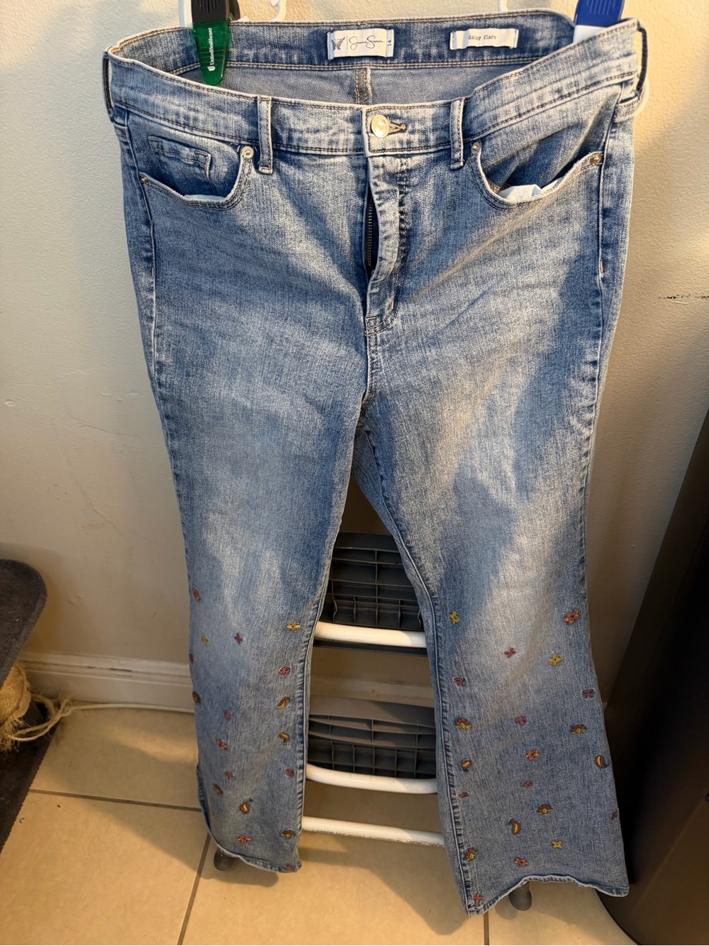 Jessica Simpson Light Blue Embroidered Flare Jeans